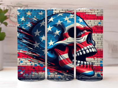 Patriotic Tumbler, 4th Of July, Skull Design, Sublimation Wrap, Digital Download, 20oz Tumbler, American Flag Sublimation Lara' s Designs 