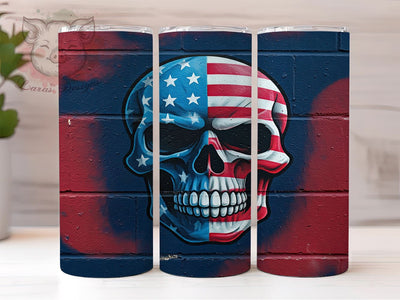 Patriotic Tumbler, 4th Of July, Skull Design, Sublimation Wrap, Digital Download, 20oz Tumbler, American Flag Sublimation Lara' s Designs 