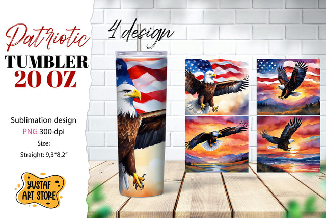 Patriotic tumbler. American eagle in nature 4 design Sublimation Yustaf Art Store 