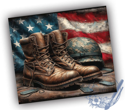 Patriotic Tumbler, Military Appreciation Design, 20oz Flag Wrap, Sublimation PNG, USA Flag Tumbler, Veteran Gift, Independence Day Decor Sublimation ToriDesigns 