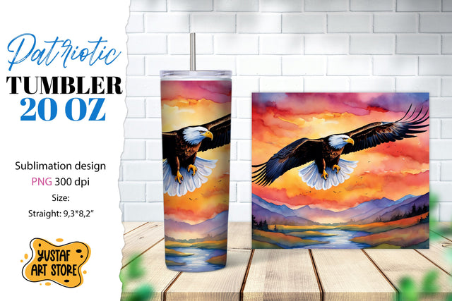 Patriotic tumbler wrap. American eagle sublimation Sublimation Yustaf Art Store 