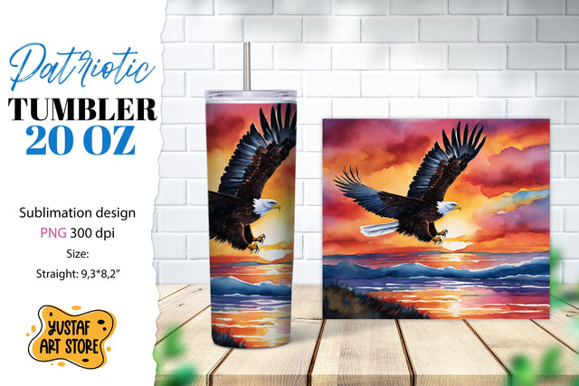 Patriotic tumbler wrap. American eagle sublimation Sublimation Yustaf Art Store 