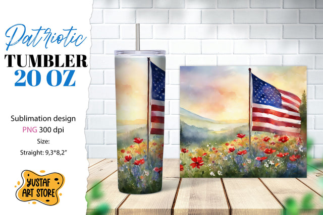 Patriotic tumbler wrap. American flag sublimation design Sublimation Yustaf Art Store 