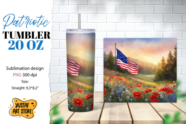 Patriotic tumbler wrap. American flag sublimation design Sublimation Yustaf Art Store 