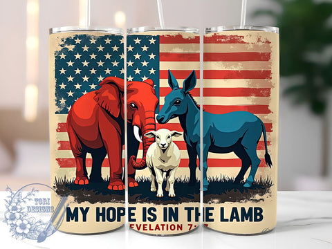 Patriotic Tumbler Wrap, Animal Design Tumbler, 20oz Sublimation Wrap, Faith-Based Drinkware, Christian Gifts, Hope Is In The Lamb, Unique Tumbler Design Sublimation ToriDesigns 