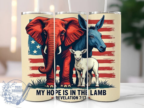 Patriotic Tumbler Wrap, Animal Design Tumbler, 20oz Sublimation Wrap, Faith-Based Drinkware, Christian Gifts, Hope Is In The Lamb, Unique Tumbler Design Sublimation ToriDesigns 