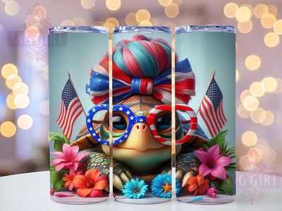 Patriotic Turtle Design 20oz Tumbler, USA Flag Wrap, Sublimation Gift, Patriotic Mug, 20oz Tumbler Design, Turtle Graphic, American Pride Theme Sublimation SvggirlplusArt 