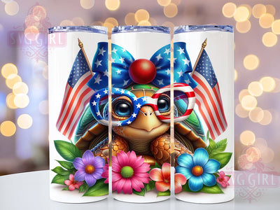 Patriotic Turtle Design 20oz Tumbler, USA Flag Wrap, Sublimation Gift, Patriotic Mug, 20oz Tumbler Design, Turtle Graphic, American Pride Theme Sublimation SvggirlplusArt 