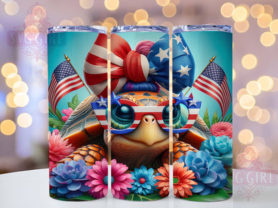 Patriotic Turtle Design 20oz Tumbler, USA Flag Wrap, Sublimation Gift, Patriotic Mug, 20oz Tumbler Design, Turtle Graphic, American Pride Theme Sublimation SvggirlplusArt 