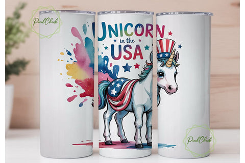 Patriotic Unicorn Tumbler Wrap Sublimation PixelChick 