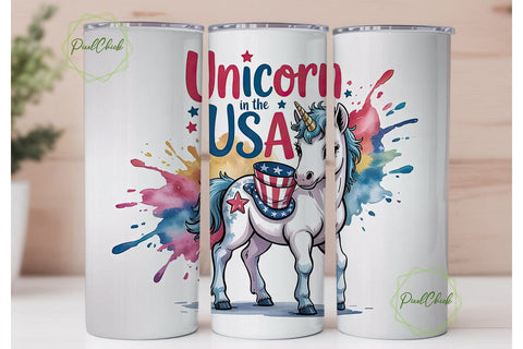 Patriotic Unicorn Tumbler Wrap Sublimation PixelChick 