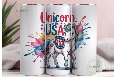 Patriotic Unicorn Tumbler Wrap Sublimation PixelChick 