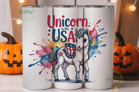 Patriotic Unicorn Tumbler Wrap Sublimation PixelChick 