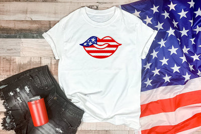 Patriotic US Flag Lips Applique Embroidery Embroidery/Applique DESIGNS Designed by Geeks 