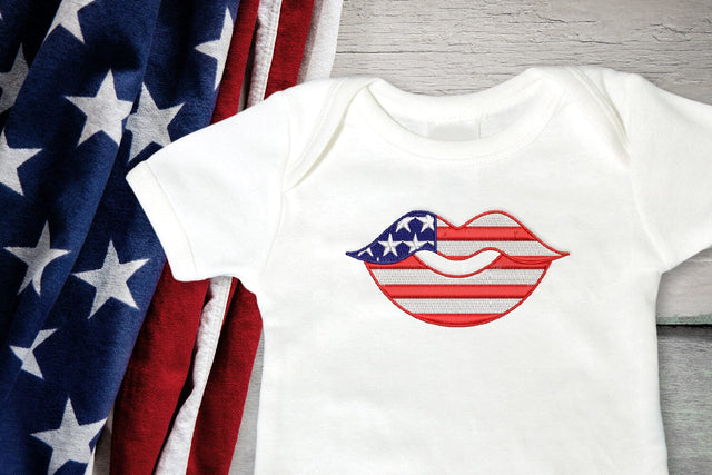 Patriotic US Flag Lips Mini Embroidery Embroidery/Applique DESIGNS Designed by Geeks 