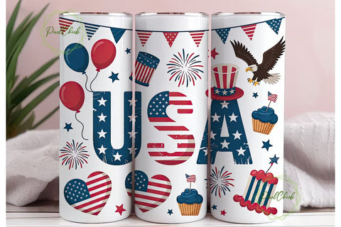 Patriotic USA 20oz Tumbler Wrap Sublimation PixelChick 