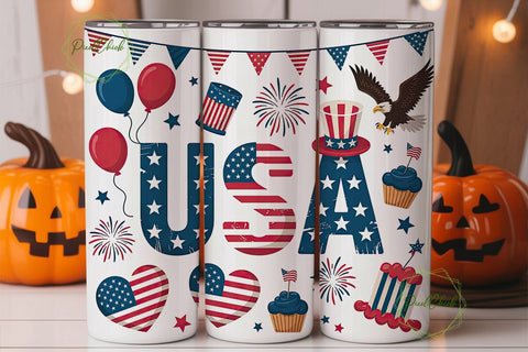 Patriotic USA 20oz Tumbler Wrap Sublimation PixelChick 