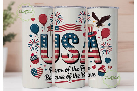 Patriotic USA 20oz Tumbler Wrap Sublimation PixelChick 