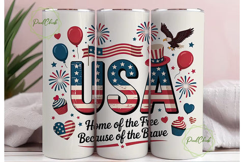 Patriotic USA 20oz Tumbler Wrap Sublimation PixelChick 