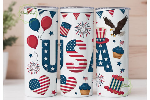 Patriotic USA 20oz Tumbler Wrap Sublimation PixelChick 