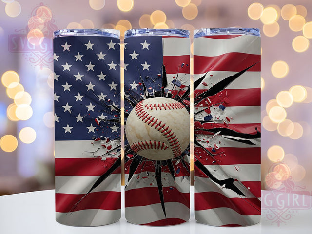 Patriotic USA Baseball Tumbler Wrap, Patriotic Sports Cup, American Flag Tumbler Design, 20oz Baseball Gift, USA Baseball Tumbler, Sports Fan Sublimation Wrap, Team USA Baseball Cup Sublimation SvggirlplusArt 