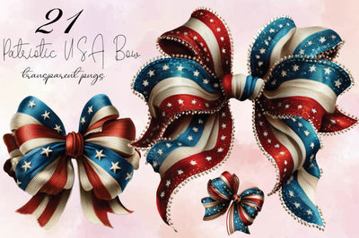 Patriotic USA Bow Clipart Sublimation SVGArt 