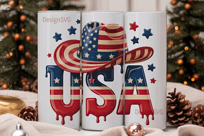 Patriotic USA Cowboy Hat 20oz Tumbler Sublimation DesignSVG 