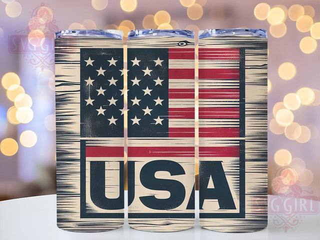 Patriotic USA Flag 20oz Tumbler Wrap Sublimation Design, Straight Tapered Tumbler Wrap, 4th of July Tumbler Png, Instant Digital Download Sublimation SvggirlplusArt 