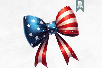 Patriotic USA Flag Bow Clipart, American Independence Day Sublimation BijouBay 
