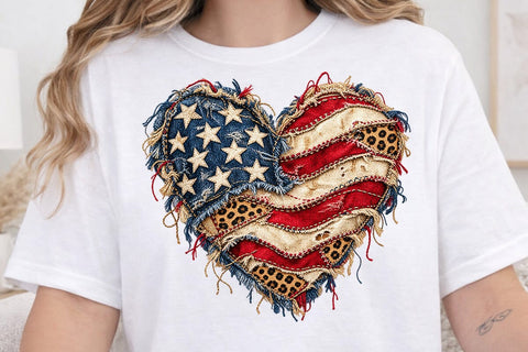 Patriotic USA Flag Heart Sublimation PNG SVG DesignDestine 