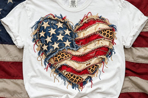 Patriotic USA Flag Heart Sublimation PNG SVG DesignDestine 
