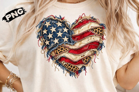 Patriotic USA Flag Heart Sublimation PNG SVG DesignDestine 