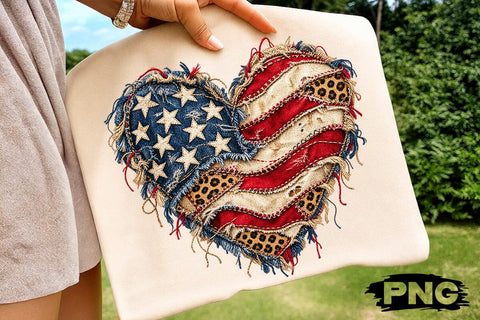 Patriotic USA Flag Heart Sublimation PNG SVG DesignDestine 