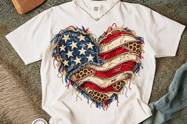 Patriotic USA Flag Heart Sublimation PNG SVG DesignDestine 