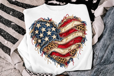 Patriotic USA Flag Heart Sublimation PNG SVG DesignDestine 