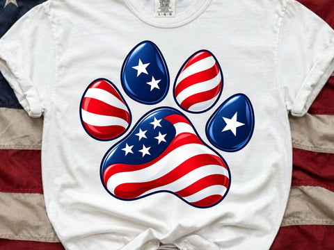 Patriotic USA Flag Paw Print PNG SVG artprintfile 