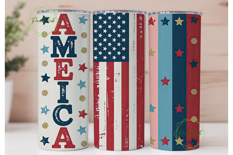 Patriotic USA Flag Text 20oz Tumbler Sublimation PixelChick 