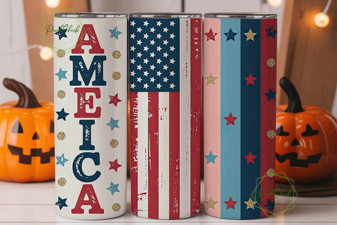 Patriotic USA Flag Text 20oz Tumbler Sublimation PixelChick 