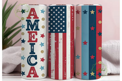 Patriotic USA Flag Text 20oz Tumbler Sublimation PixelChick 