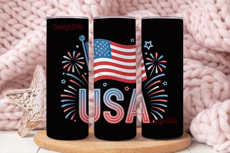 Patriotic USA Neon 20oz Tumbler Sublimation DesignSVG 