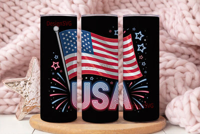 Patriotic USA Neon 20oz Tumbler Sublimation DesignSVG 