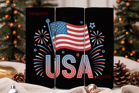Patriotic USA Neon 20oz Tumbler Sublimation DesignSVG 
