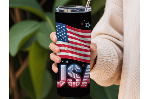 Patriotic USA Neon 20oz Tumbler Sublimation DesignSVG 
