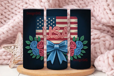Patriotic USA Neon Tumbler Wrap Sublimation DesignSVG 