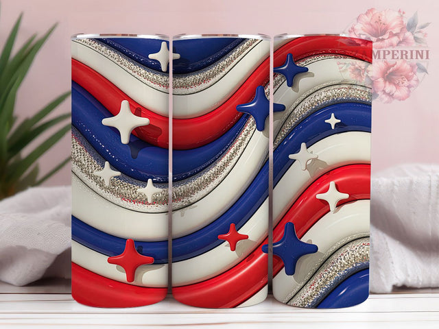 Patriotic USA Stars Stripes Tumbler, USA Stars & Stripes Design, 4th of July Sublimation, Red White Blue Swirl Tumbler, American Flag Wrap, Independence Day Tumbler, Fireworks & Freedom Sublimation Sublimation Li Zamperini 