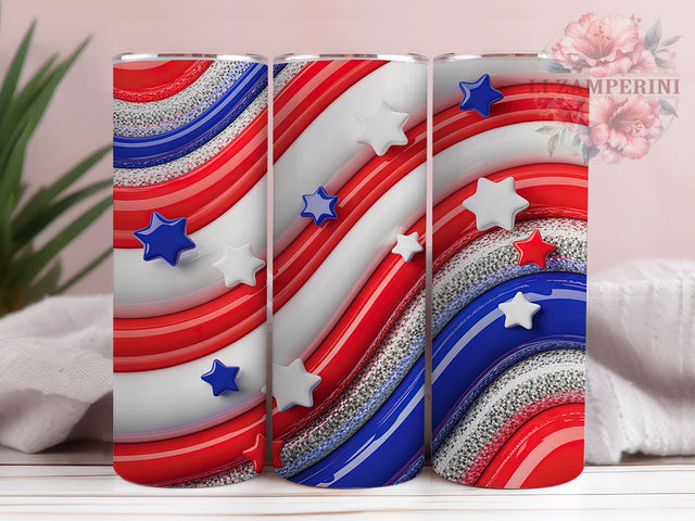 Patriotic USA Stars Stripes Tumbler, USA Stars & Stripes Design, 4th of July Sublimation, Red White Blue Swirl Tumbler, American Flag Wrap, Independence Day Tumbler, Fireworks & Freedom Sublimation Sublimation Li Zamperini 