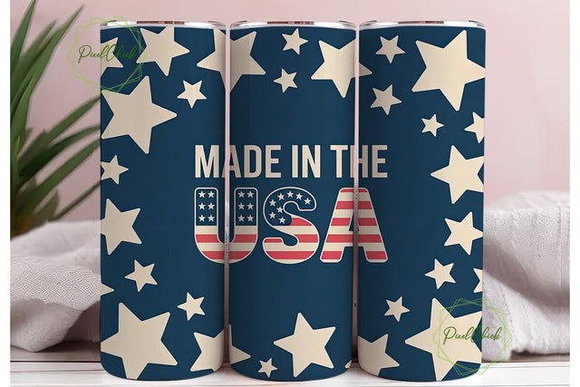 Patriotic USA Tumbler Wrap PNG Sublimation PixelChick 
