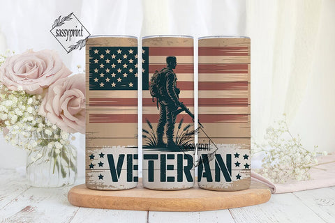 Patriotic Veteran 20oz Tumbler Wrap Sublimation sassyprint 