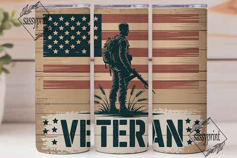 Patriotic Veteran 20oz Tumbler Wrap Sublimation sassyprint 
