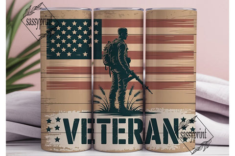 Patriotic Veteran 20oz Tumbler Wrap Sublimation sassyprint 